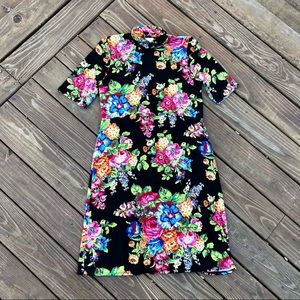 ANTHROPOLOGIE ETT TWA Coreyell Turtle Neck Floral Stretchy Dress Size La…
